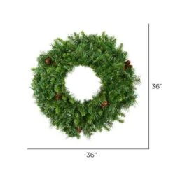 Vickerman Unlit Artificial Christmas Wreath With Pine Cones (01528) -Roman Sales Store 015282md