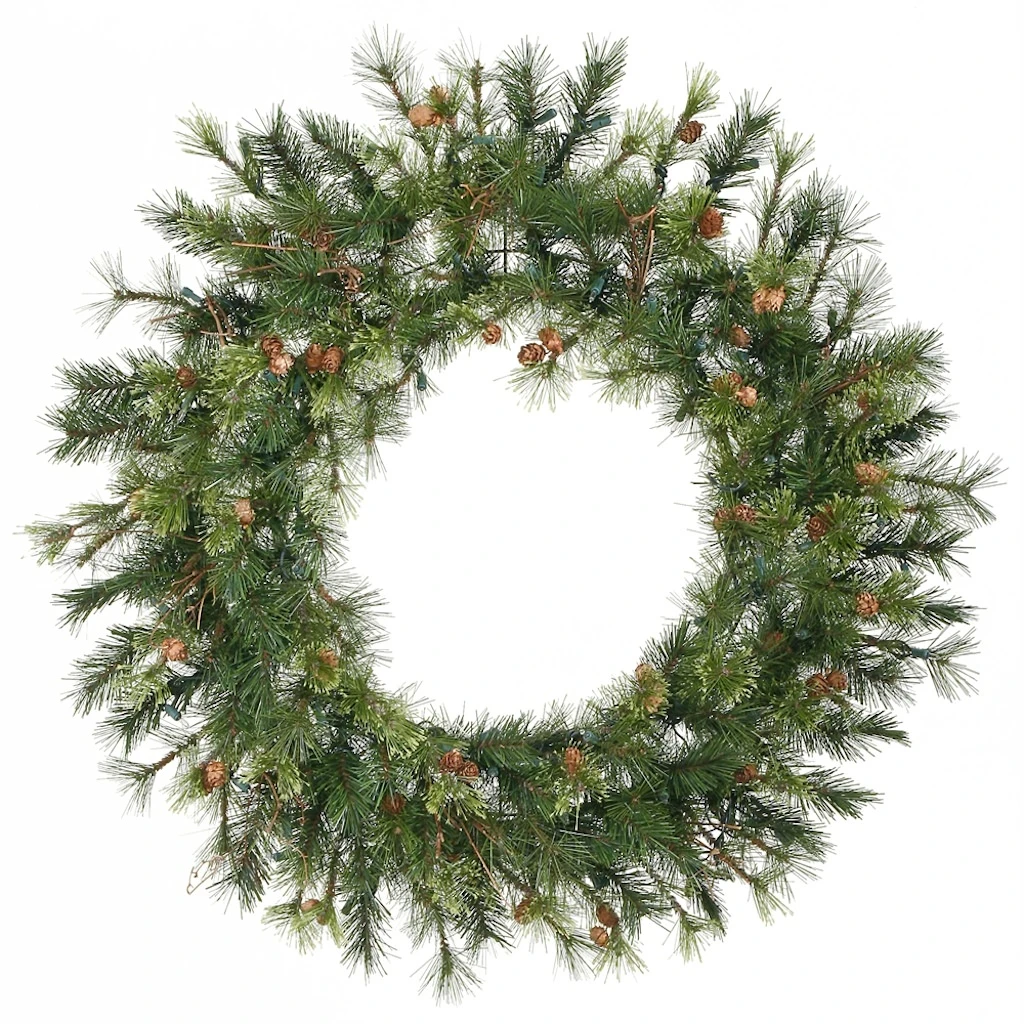 Vickerman Artificial Unlit Christmas Wreath With Pine Cones And Grapevines (06347) 1 Vickerman Artificial Unlit Christmas Wreath With Pine Cones And Grapevines (06347)