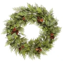 Vickerman Artificial Unlit Christmas Wreath With Pine Cones (23301)