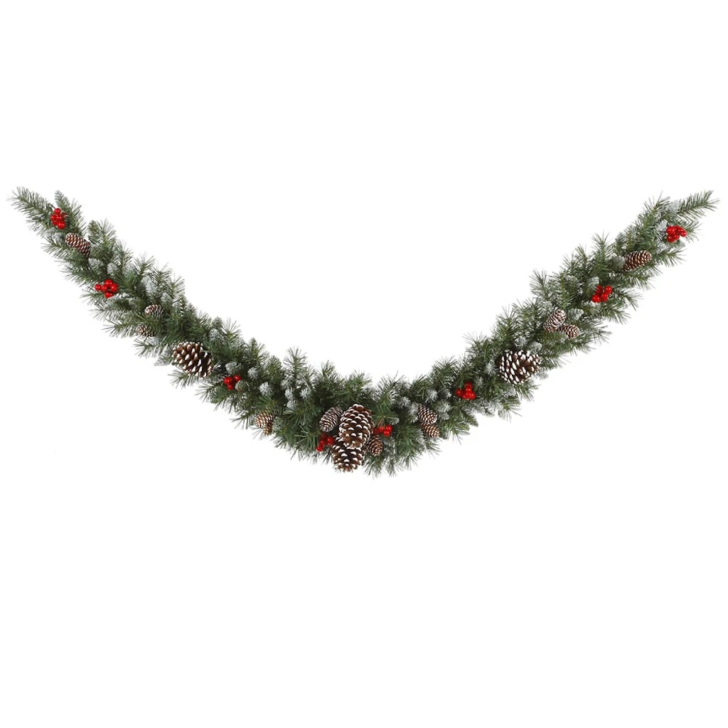 Vickerman Pre-Lit Artificial Christmas Swag Garland With Red Berries (27788) 1 Vickerman Pre-Lit Artificial Christmas Swag Garland With Red Berries (27788)