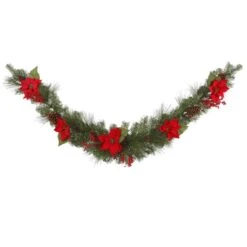 Vickerman Pre-Lit Artificial Christmas Swag Garland With Red Berries & Natural Pine Cones (27928)