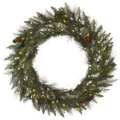 Vickerman Pre-Lit Artificial Christmas Wreath With Berries And Pine Cones (322680)