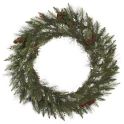 Vickerman Unlit Artificial Christmas Wreath With Berries And Pine Cones (32448)