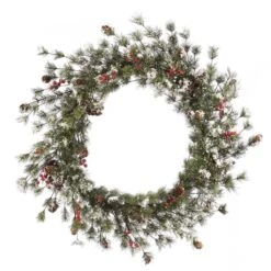 Vickerman Unlit Artificial Christmas Wreath With Berries (33355)