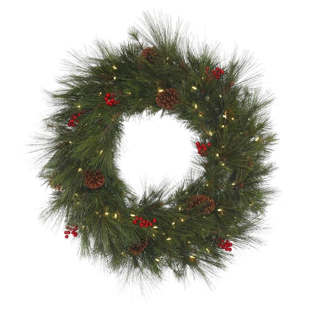 Vickerman Pre-Lit Artificial Christmas Wreath With Pine Cones (373248) 1 Vickerman Pre-Lit Artificial Christmas Wreath With Pine Cones (373248)